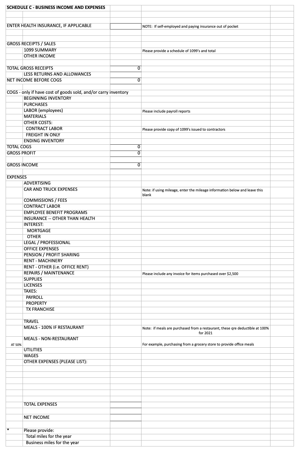 Business Tax Returns: Guidelines & Checklists - McIlvain & Associates